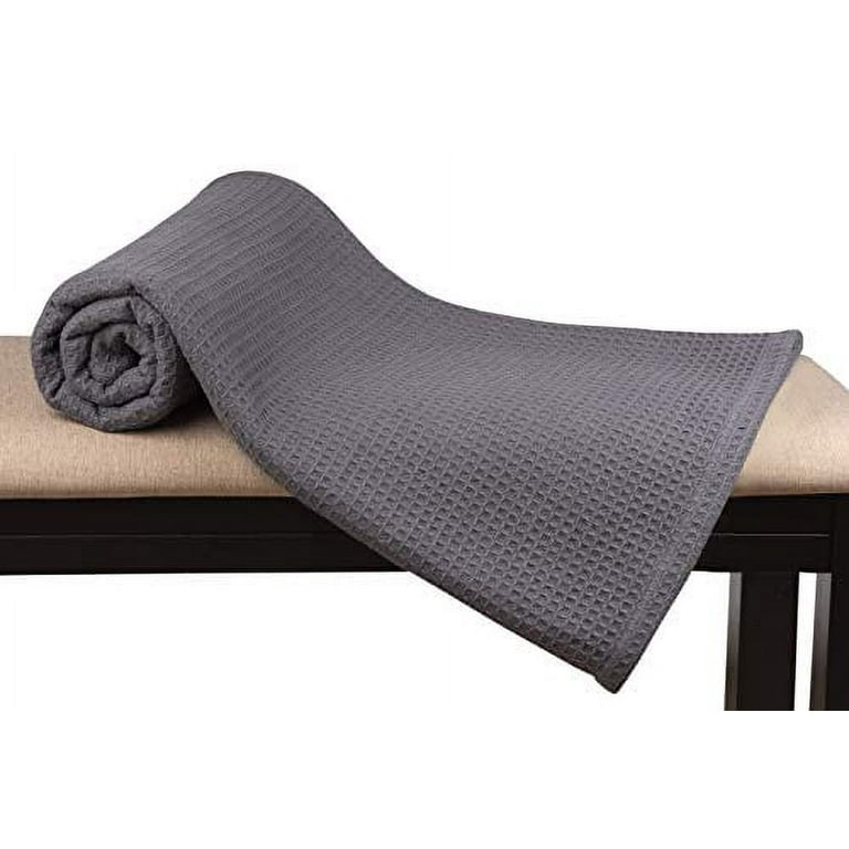 Premium Waffle Textured Bed Throw – Grey