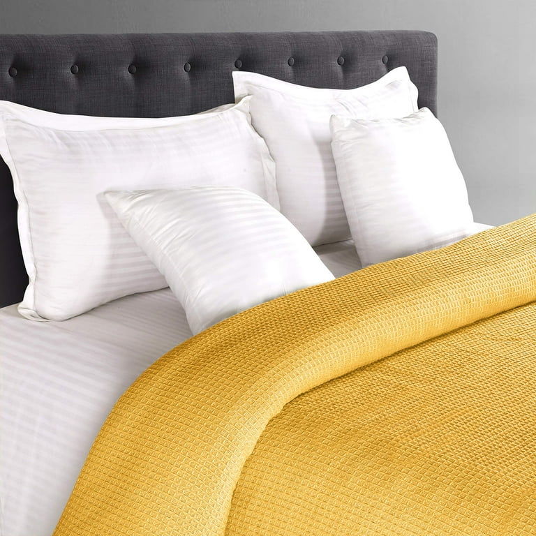 Premium Waffle Textured Bedthrow – Mustard Yellow