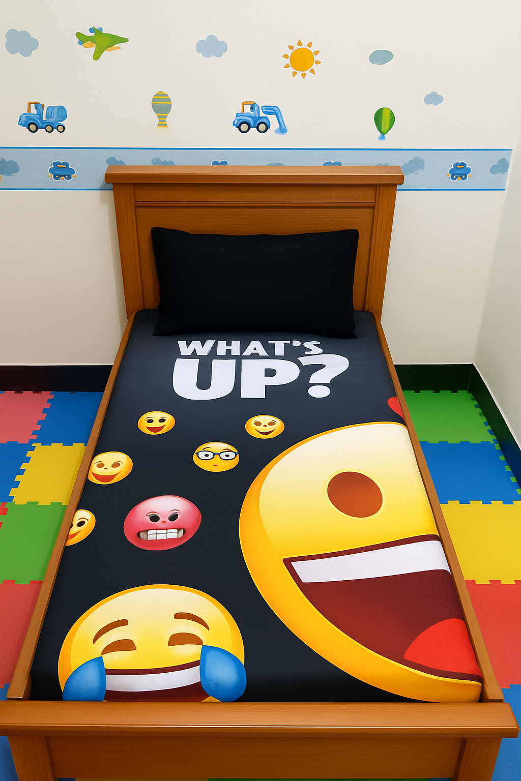 Black Base Emojis Bedsheet A1103