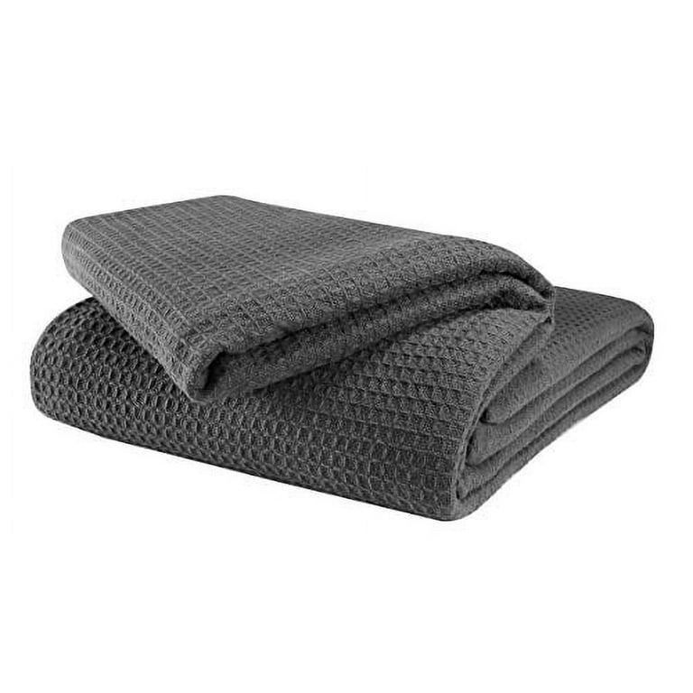 Premium Waffle Textured Bed Throw – Grey
