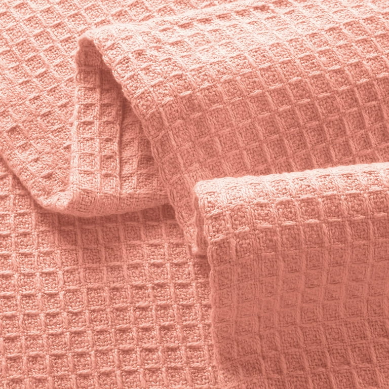 Premium Waffle Textured Bed Throw – Peach