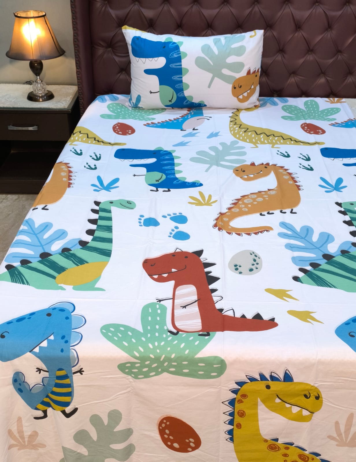 Dino Printed Kids Bed Sheet