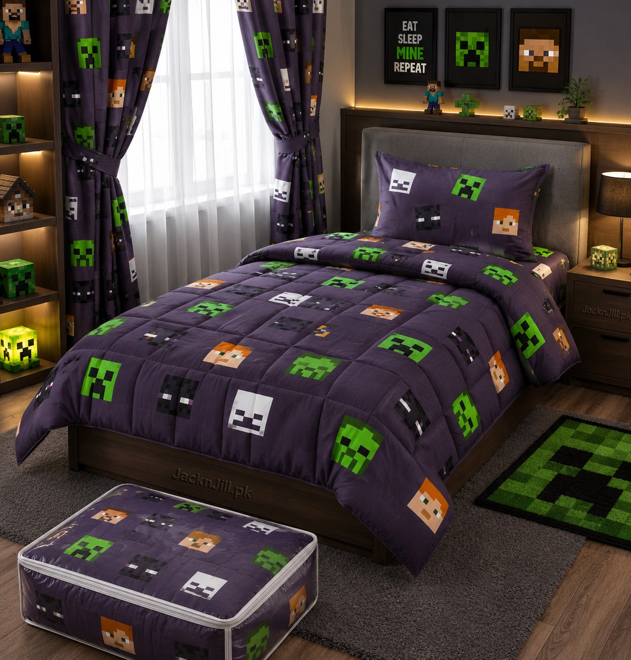 Minecraft Dark Kids Bedsheet Set