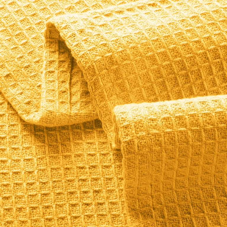 Premium Waffle Textured Bedthrow– Mustard Yellow