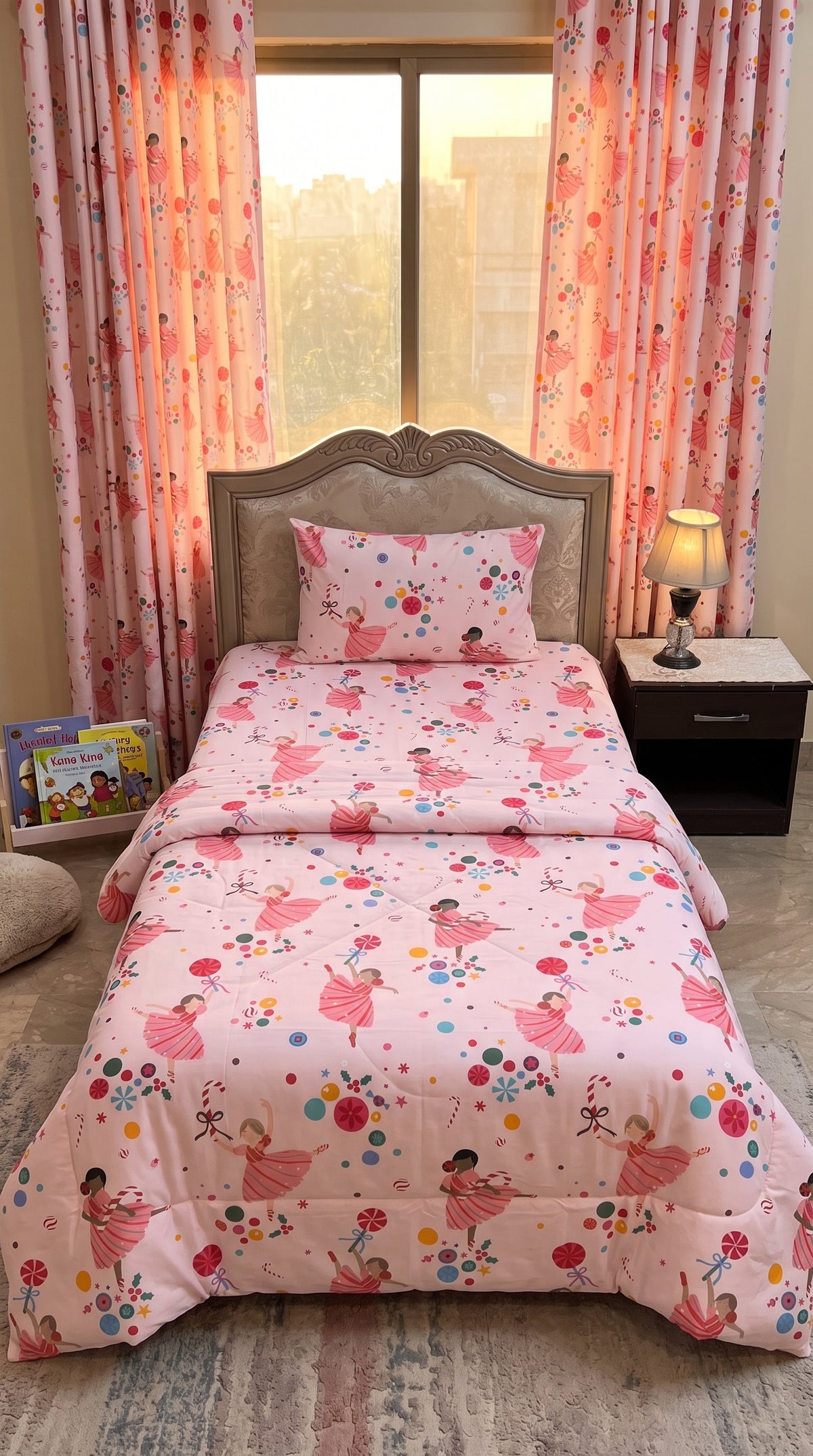 Bellarinas Pink Bedsheet with Comforter Set