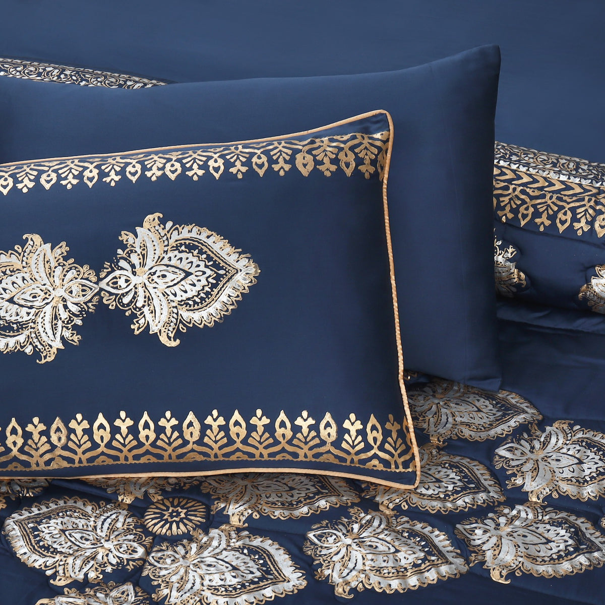 Bridal Bedsheet Set 8Pcs Cotton Sateen Block Printed 06