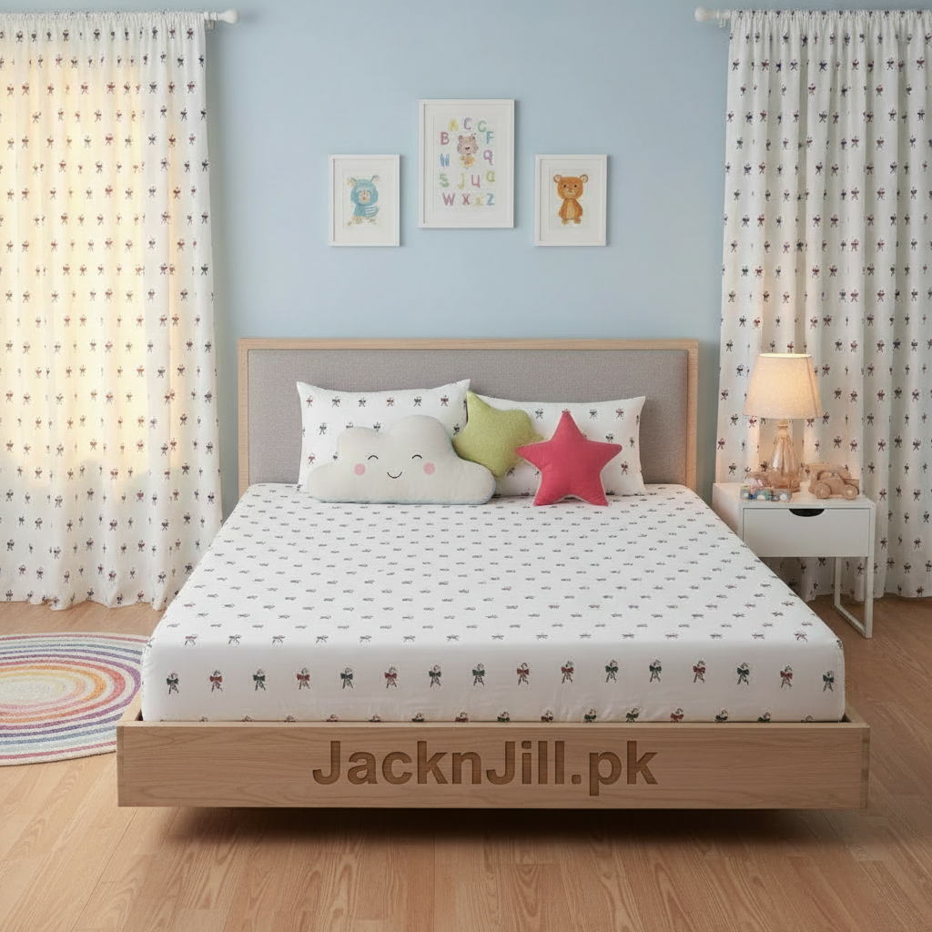 Nautica Candy Cane Bow Pattern Kids Bedsheet & Curtains