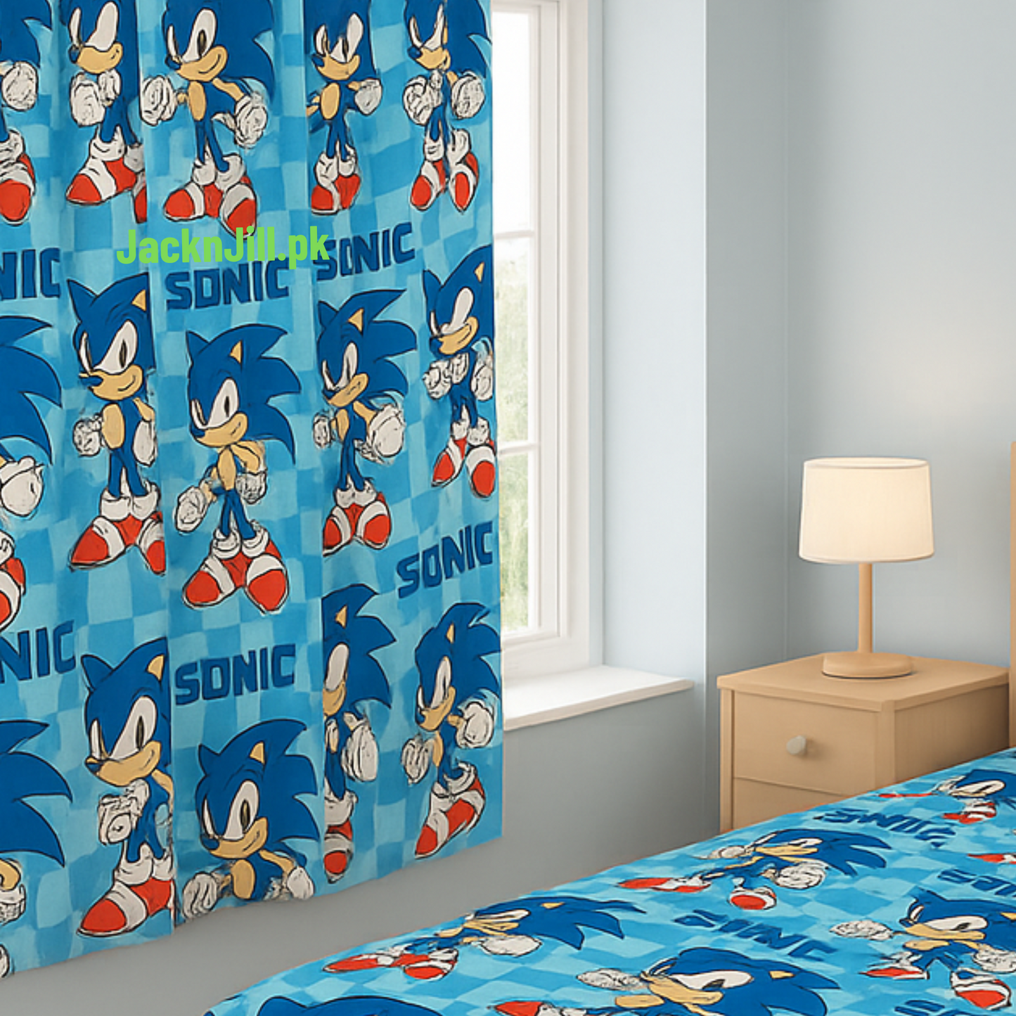 Sonic Light Blue Kids Bedsheet