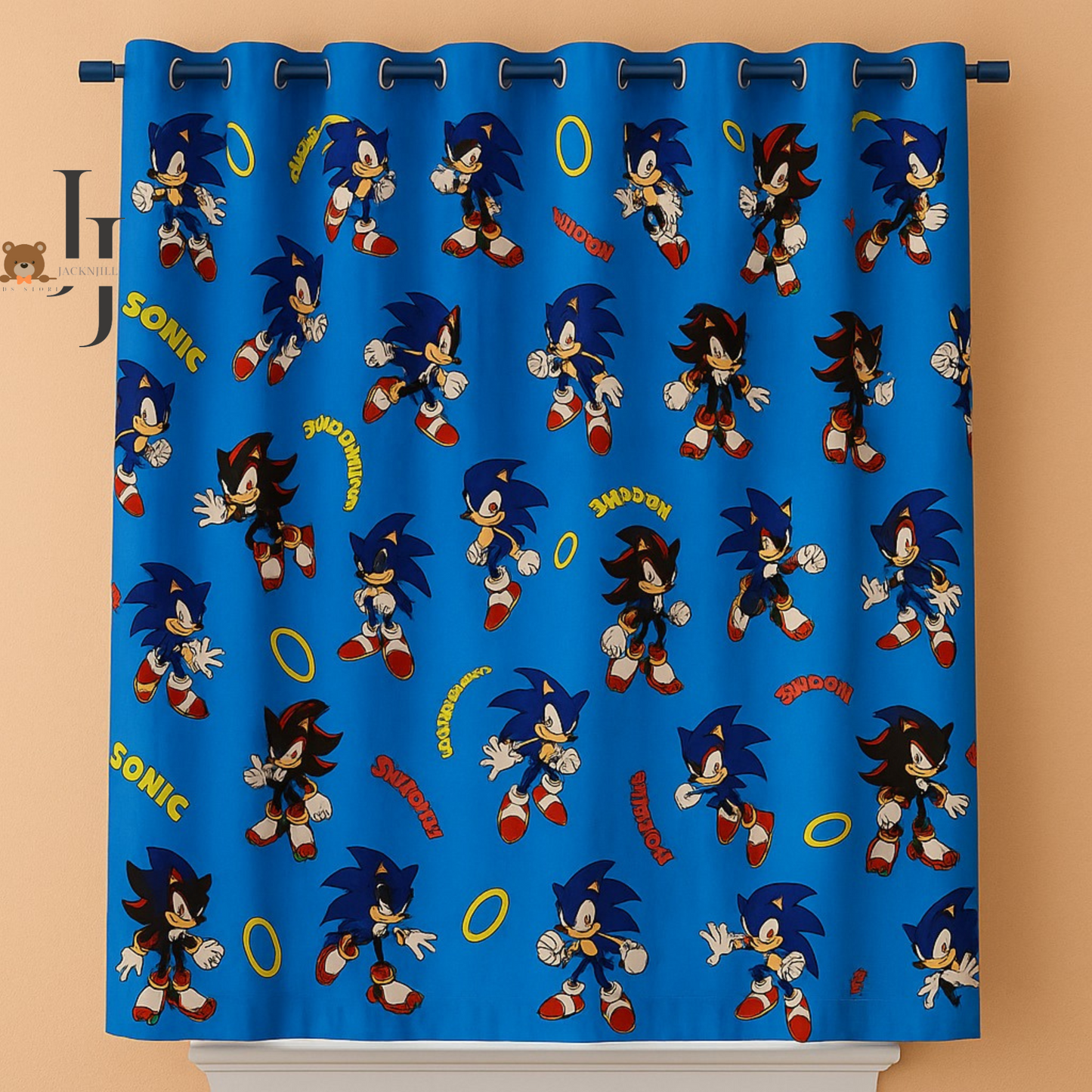 Sonic Blue Base cotton Kids Bedsheet