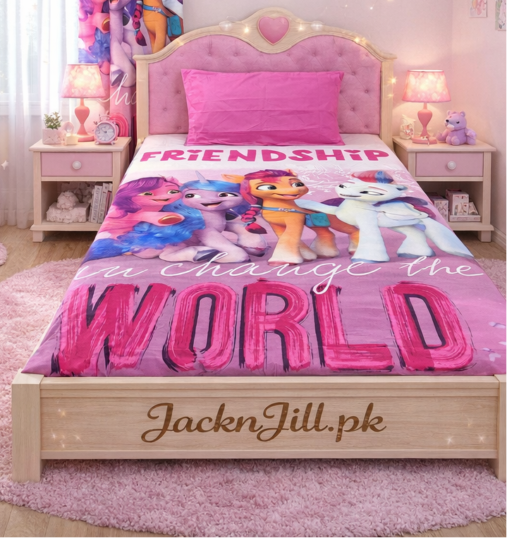 barbies friends themed bedsheet set