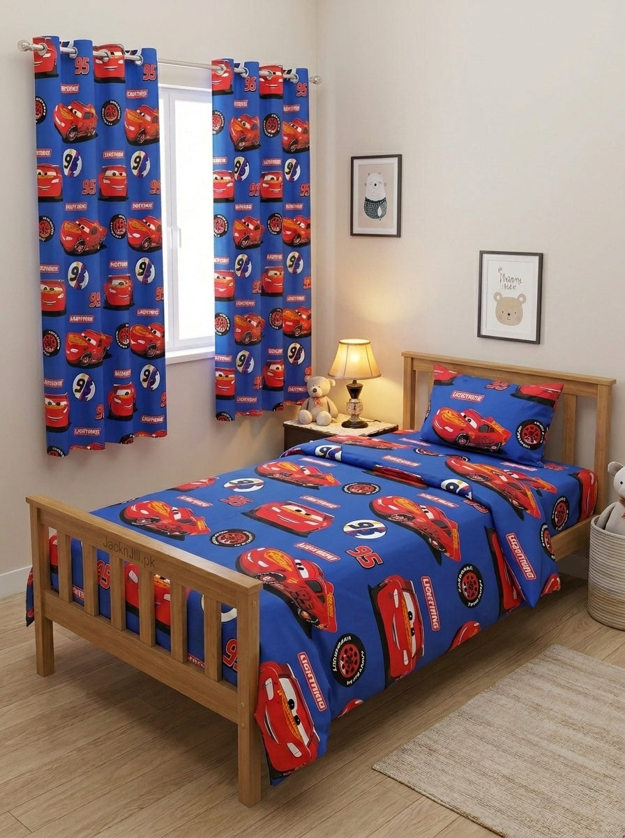 Lightening McQueen Blue Base Kids Bedsheet