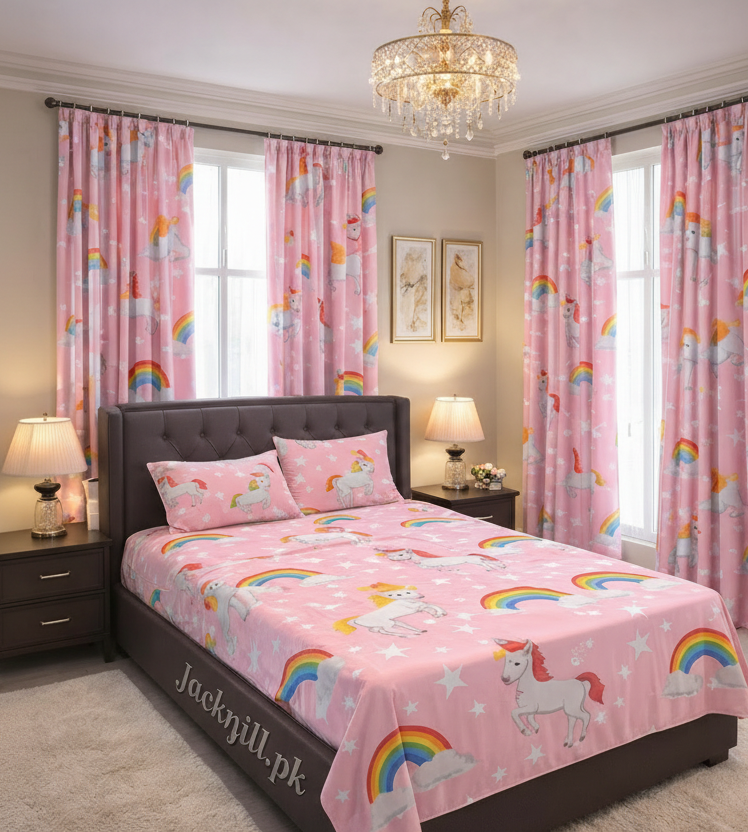 Rainbow unicorn bed sheet