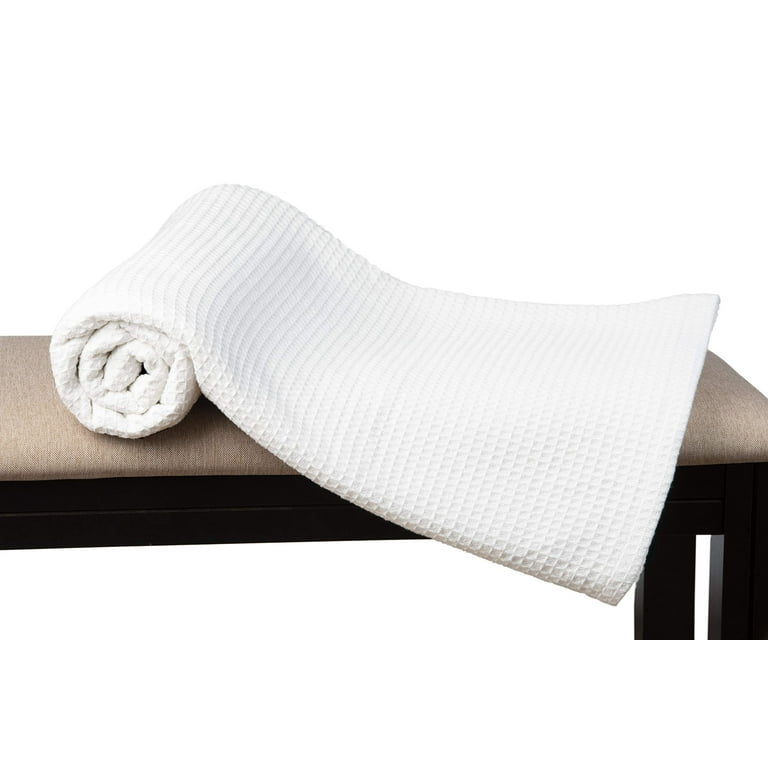 Premium Waffle Textured Bed Throw – White