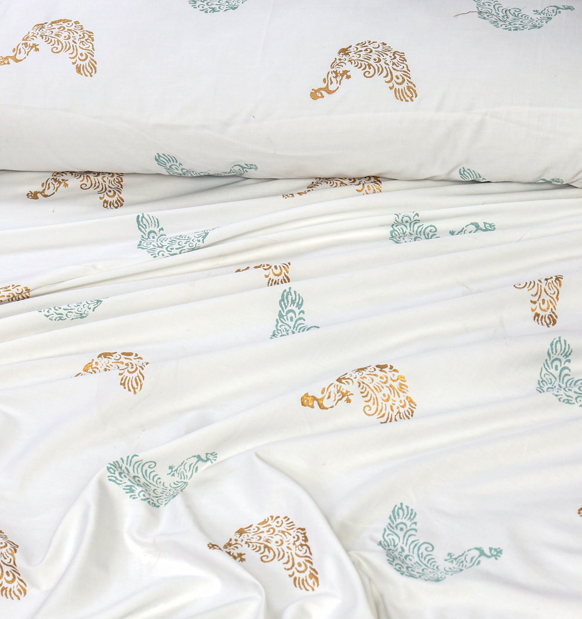 Bridal Bedsheet Set 8Pcs Cotton Sateen Block Printed 01