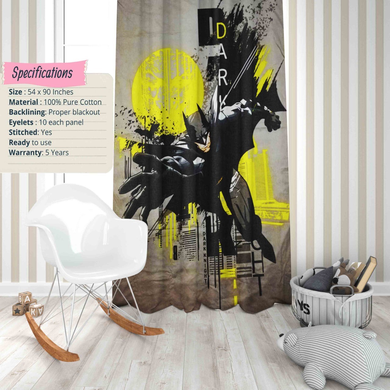 Kids Batman Character Cotton Curtain 7851