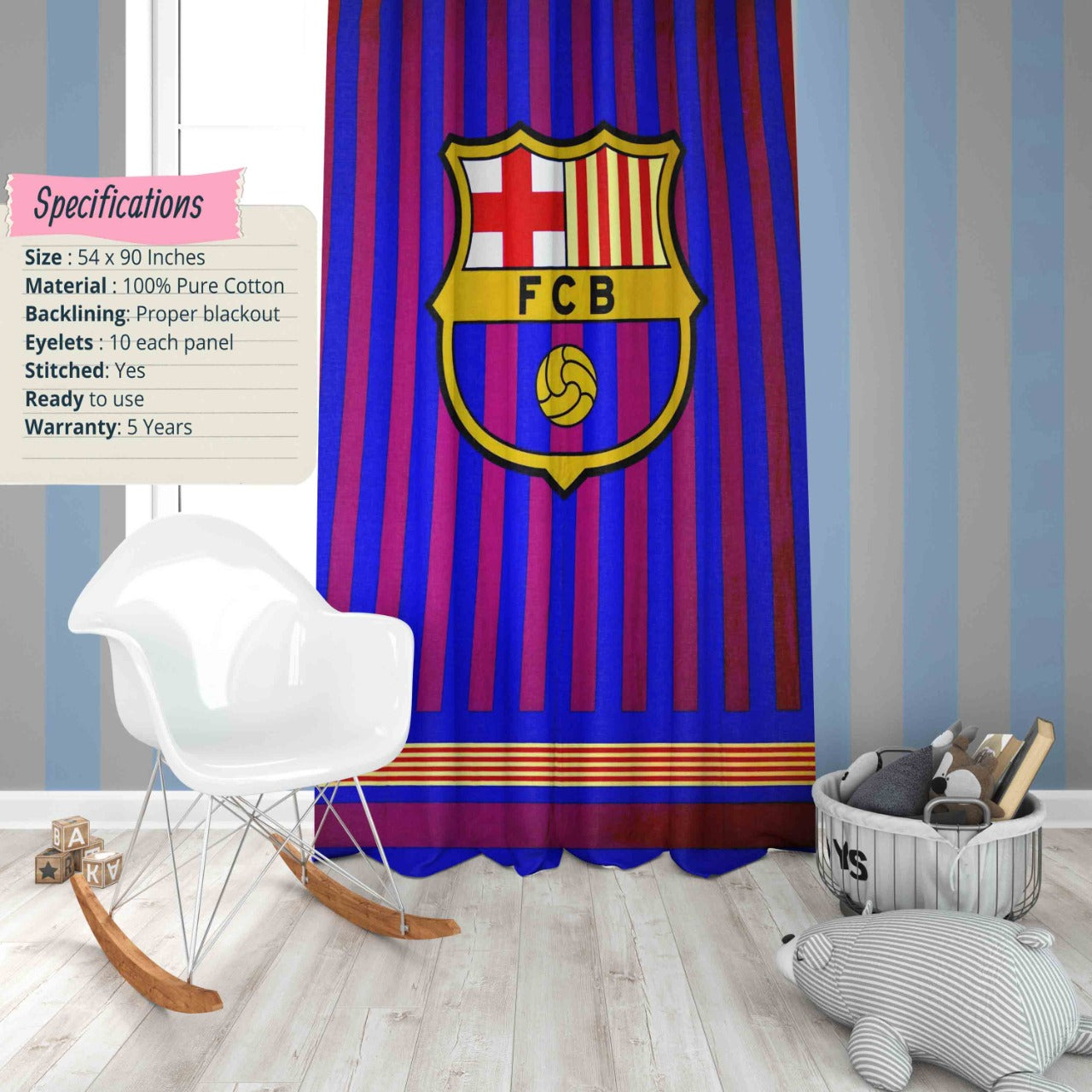 Kids FCB Print Cotton Curtain 7859
