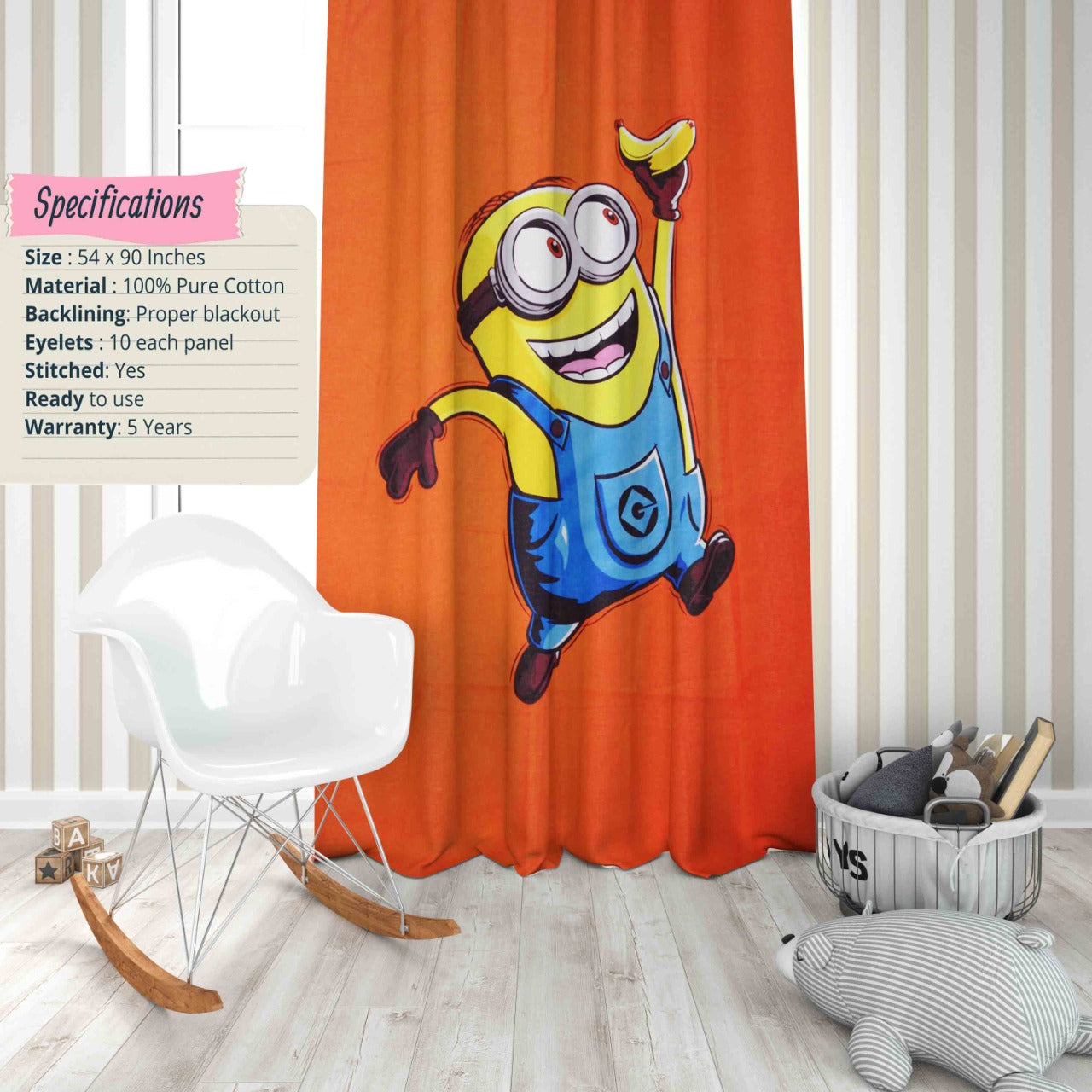 Kids Minion Print Cotton Curtain 7872