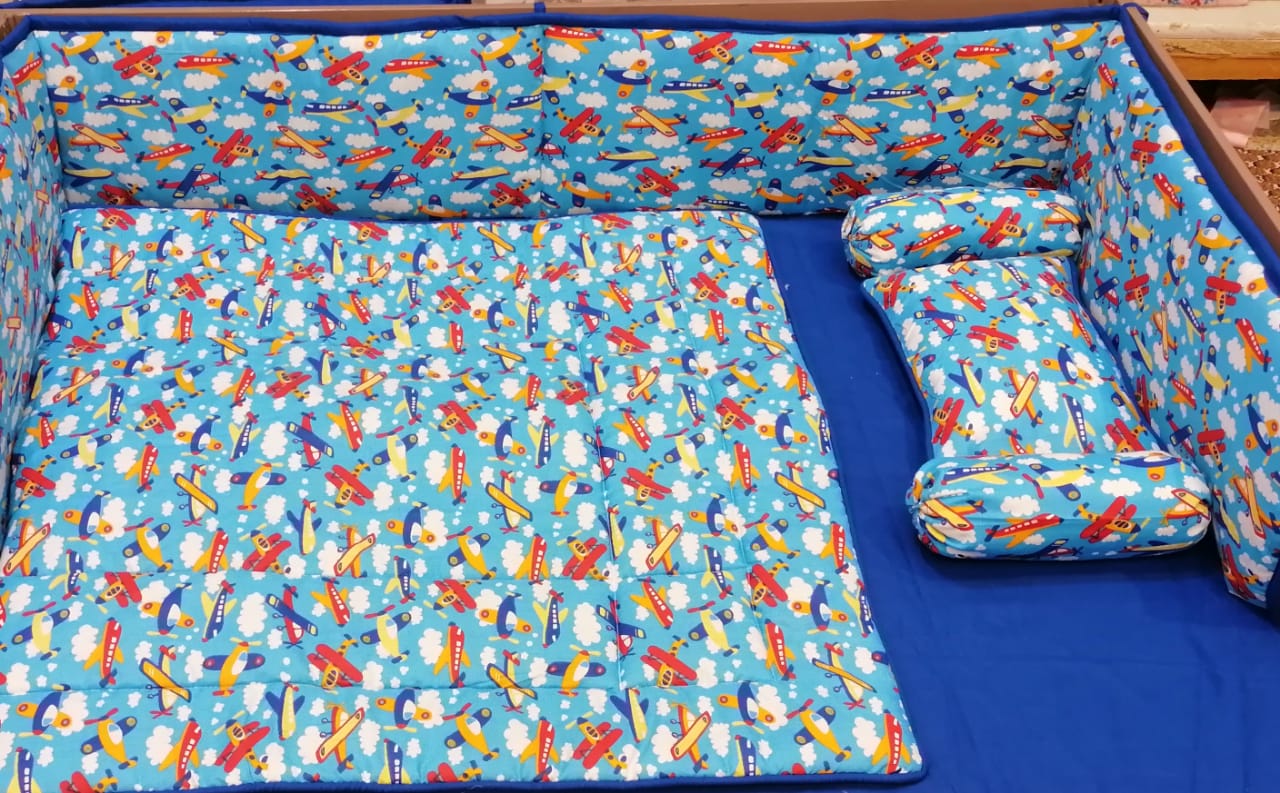 Multi Colour Plane Baby Cot Set - Baby Cot