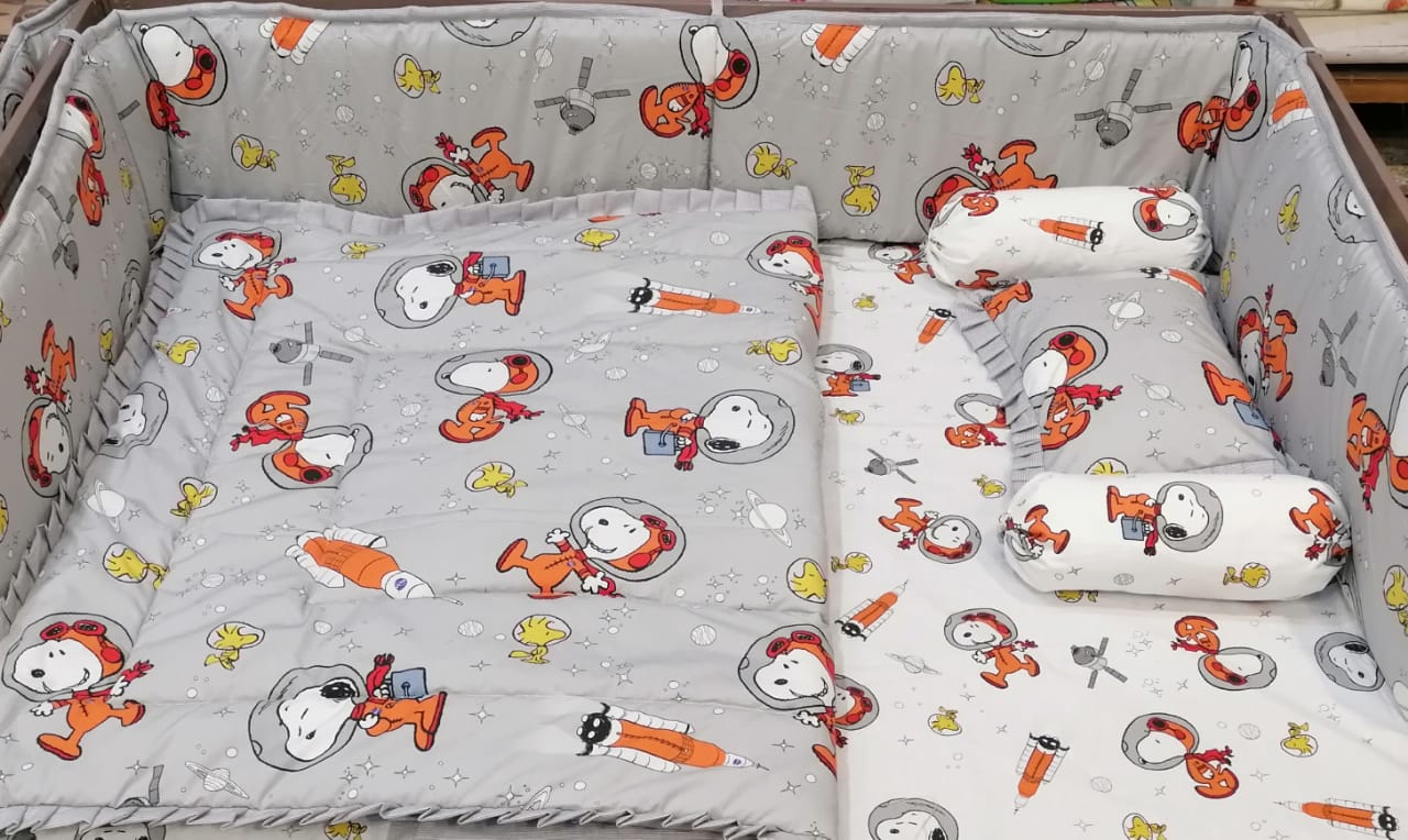Space Dog Cartoon Character Baby Cot Set