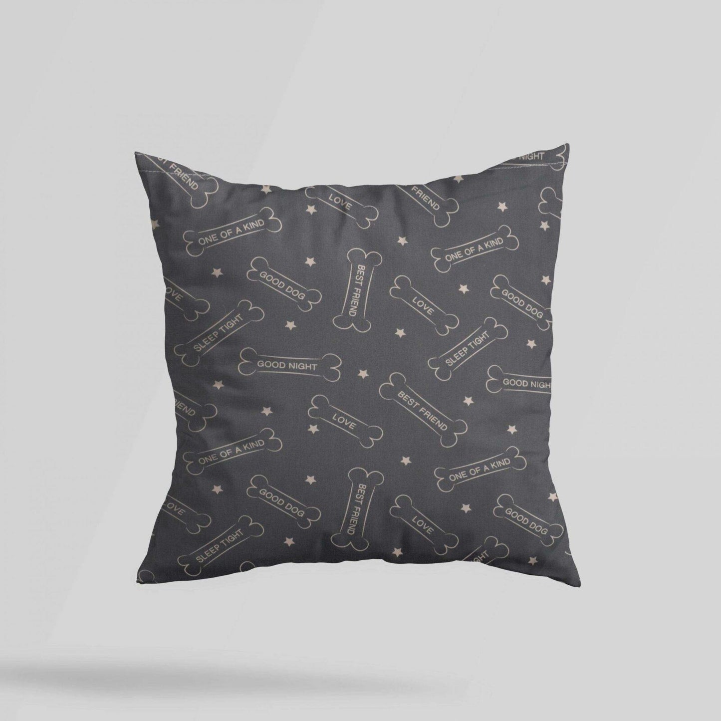 Gray Cushion Cover Dog Bone Print 5 Pieces - Cushion Cover