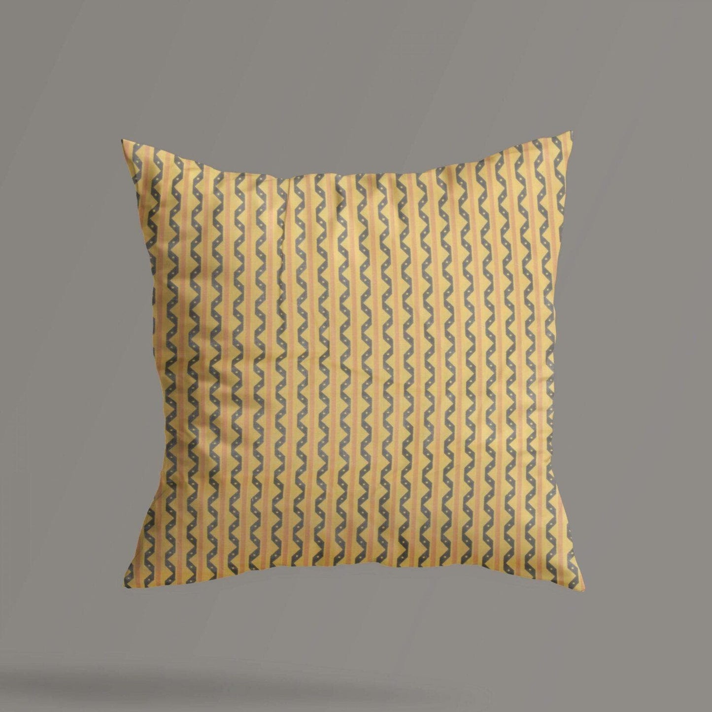 Yellow Cushion Cover Black Abstract Lines 5 Pieces - Cushion Cover