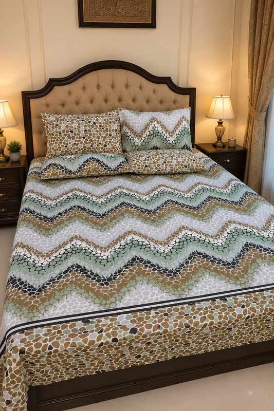 Premium Printed Bedsheet Set – Soft, Comfortable & Stylish Bedding C10