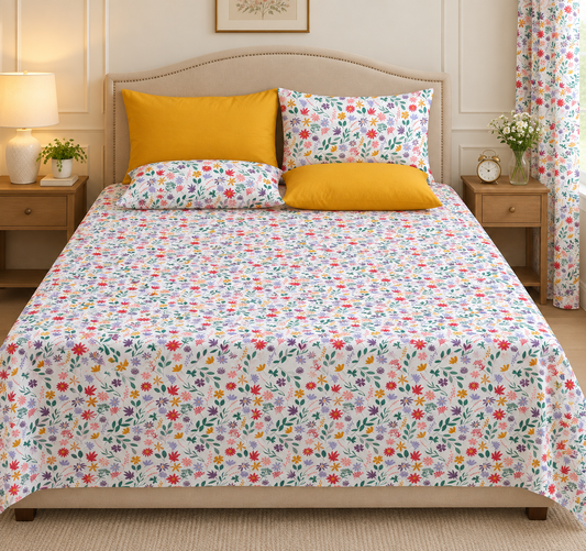 Premium Printed Bedsheet Set – Soft, Comfortable & Stylish Bedding C17