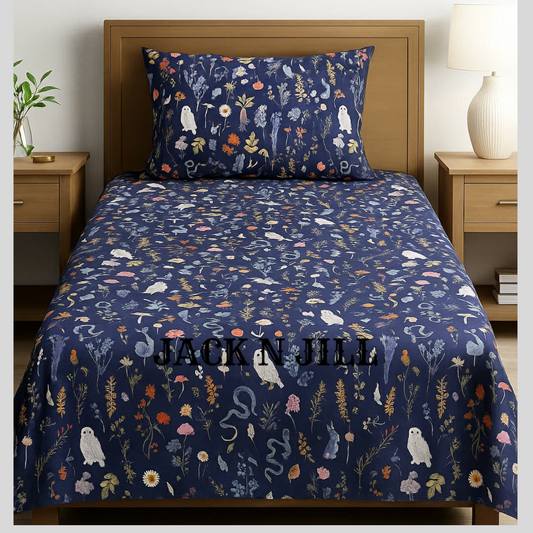 Twilight Trail Blue Jungle Kids Bedsheet-Percale

