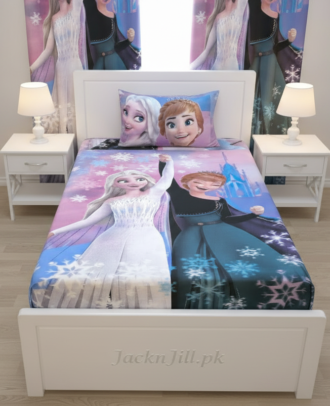 cute bedsheet single bed. Disney Frozen Elsa and Anna percale cotton bedsheet set with colorful cartoon print for kids and girls bedroom décor