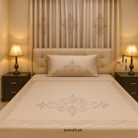 Royal Beige Embroidered Bedsheet Set