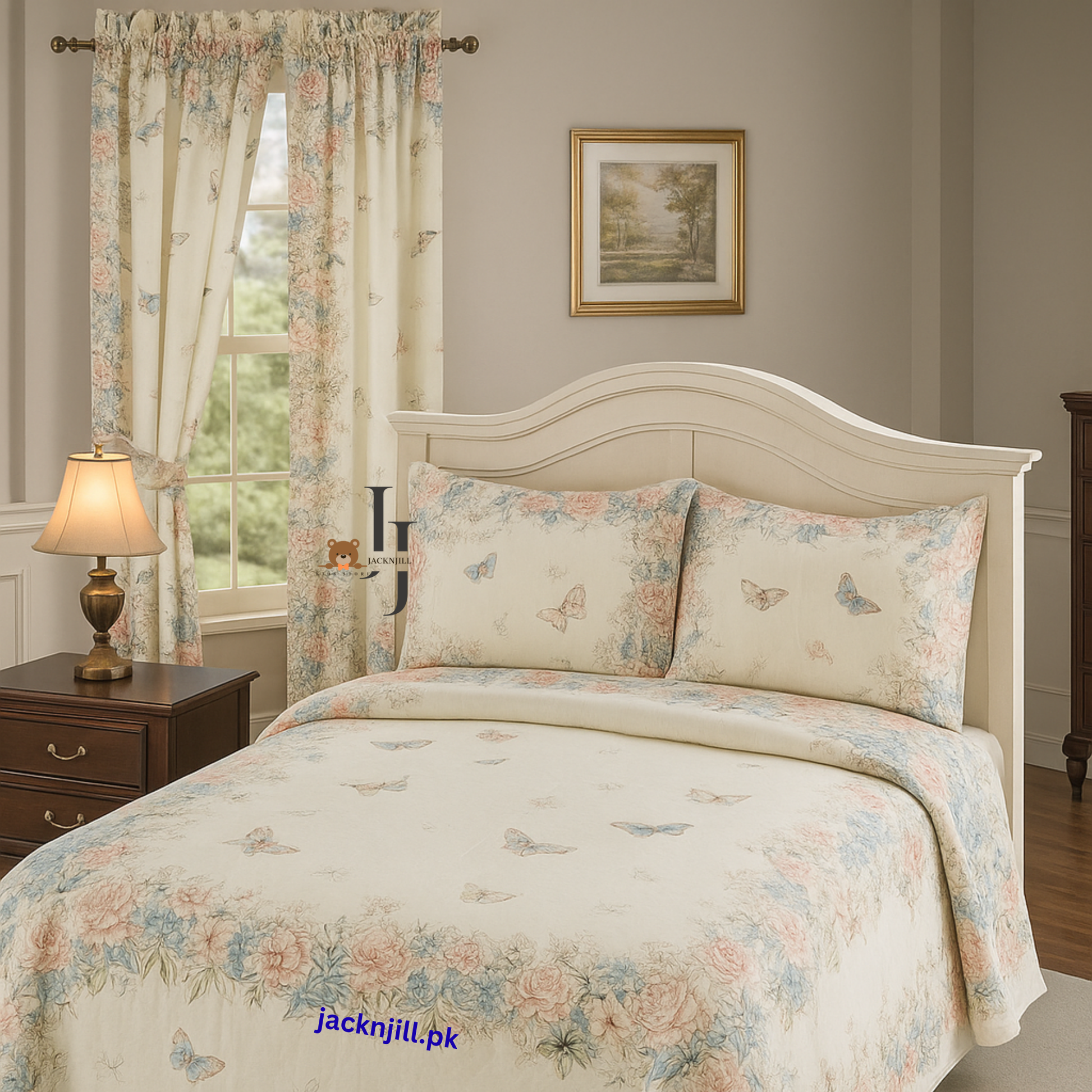 Pastel Butterfly Floral Bedsheet