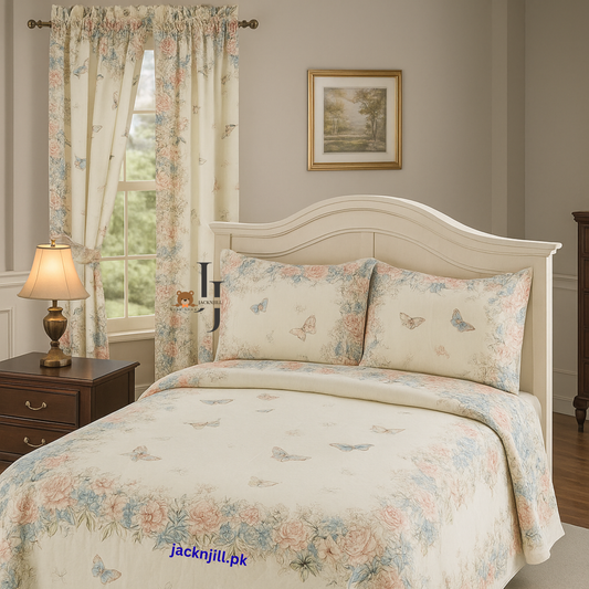 Pastel Butterfly Floral Bedsheet