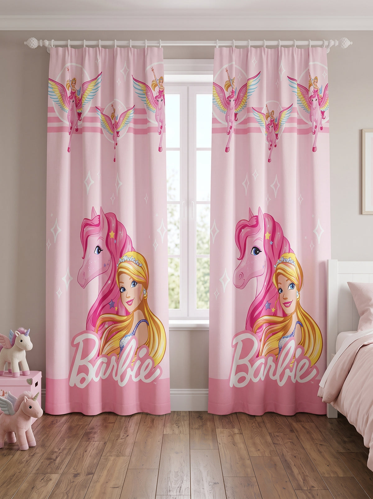 Barbie Unicorn Curtains for Kids Room