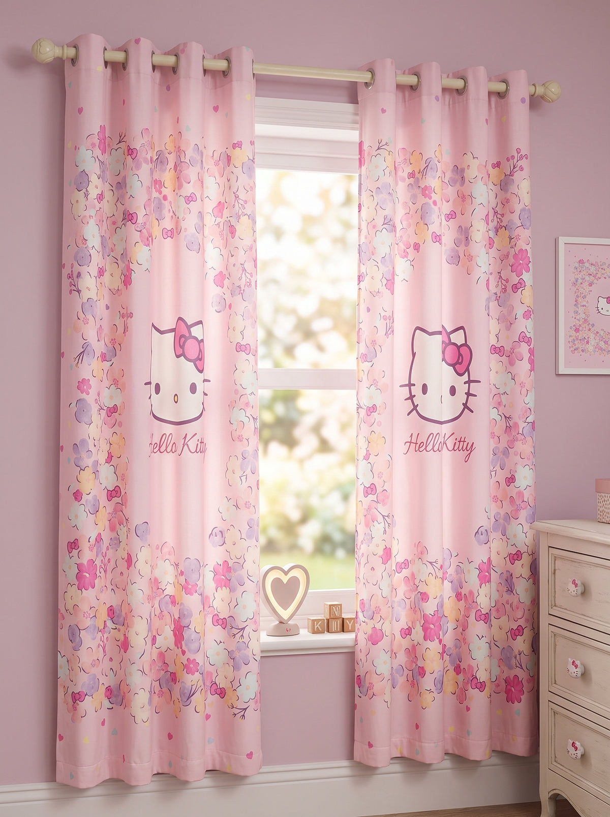 Sketchy Hello Kitty Curtains for Kids Room