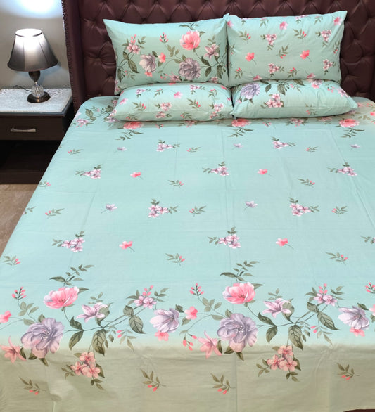 Ferozi Floral Printed Bedsheet