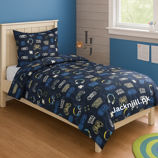 Gaming Themed Blue Kids Bedsheet