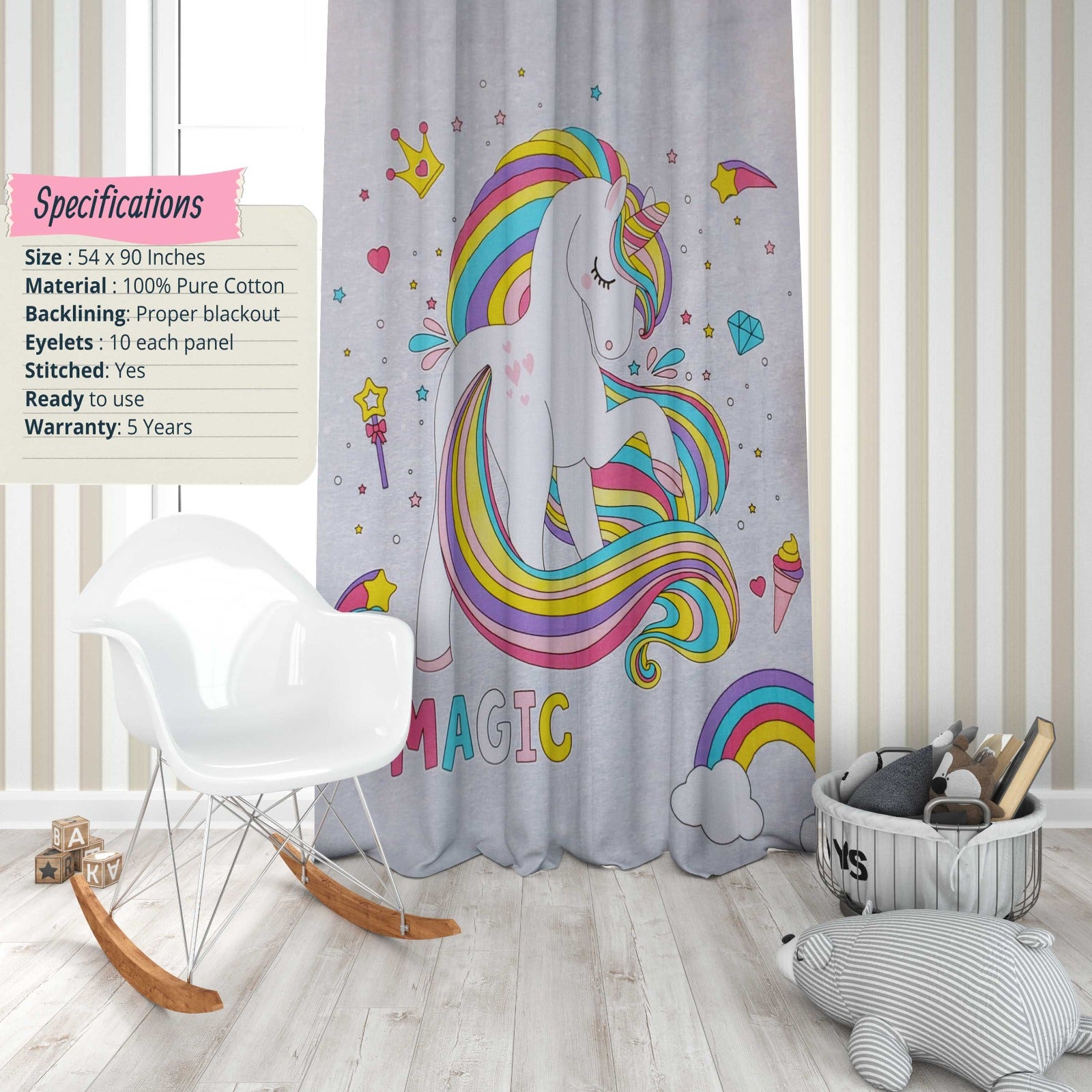 Unicorn Magic Kids Curtain H2 -  Kids Curtain