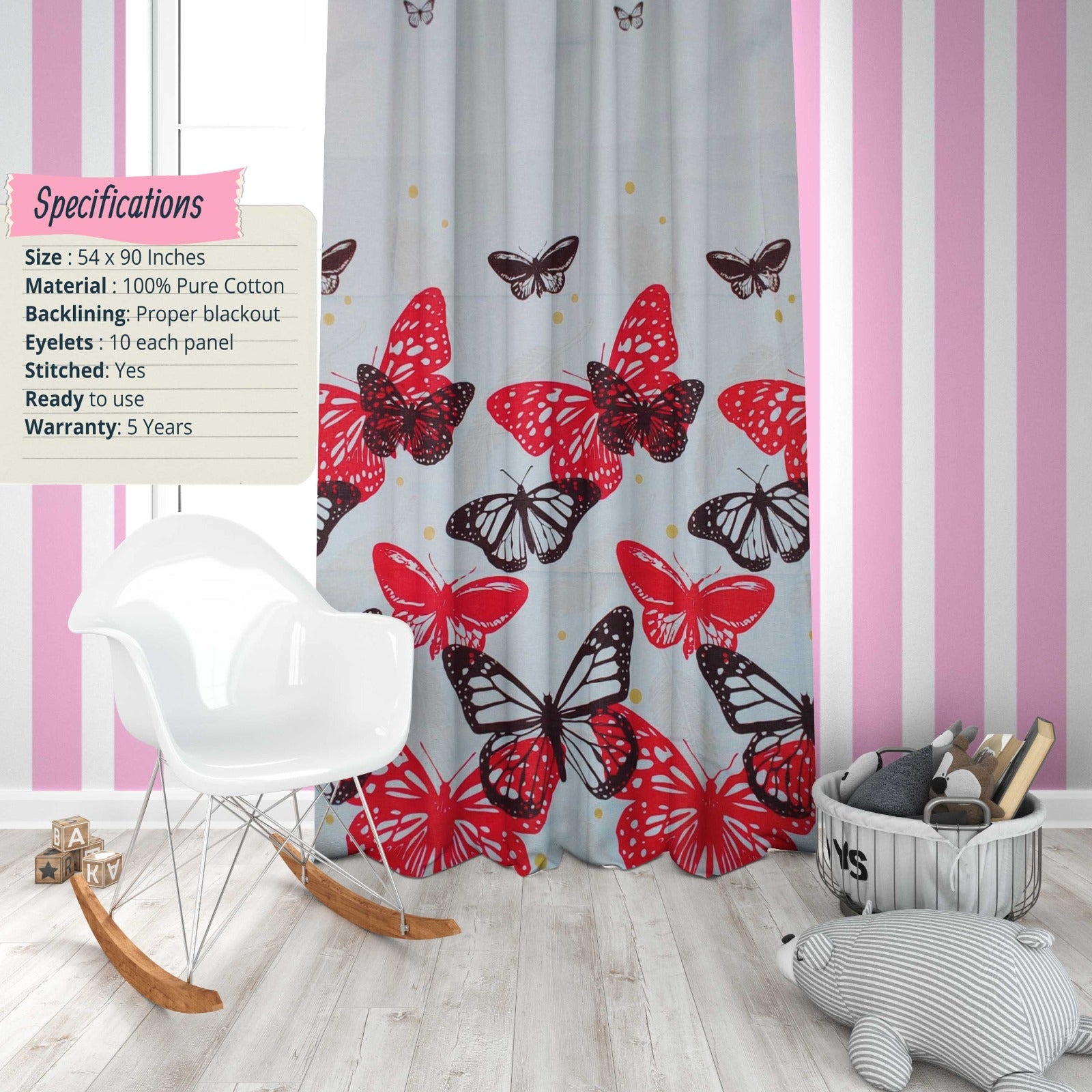 Butterflies Kids Curtain H4 -  Kids Curtain