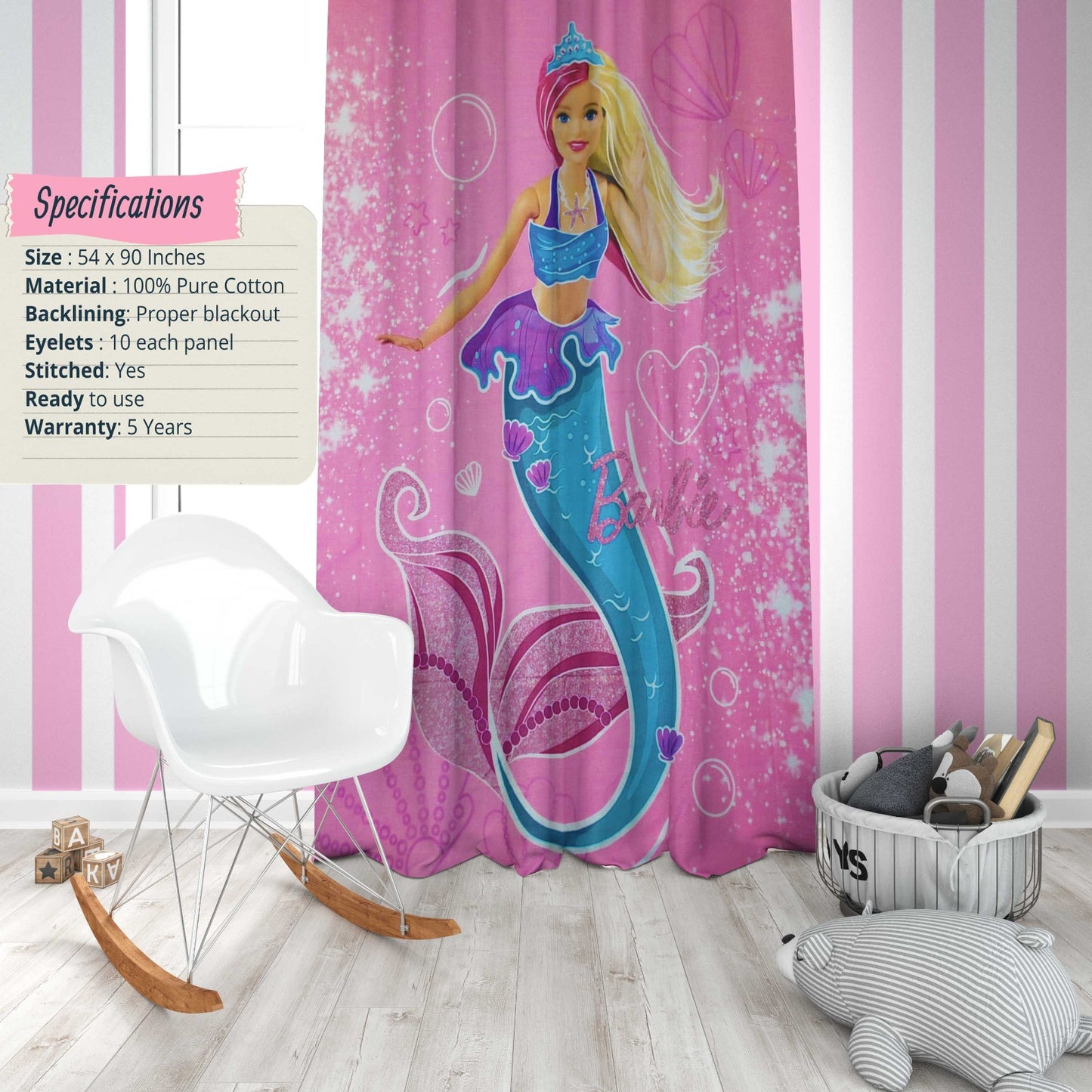 Beautiful Mermaid Kids Curtain H5