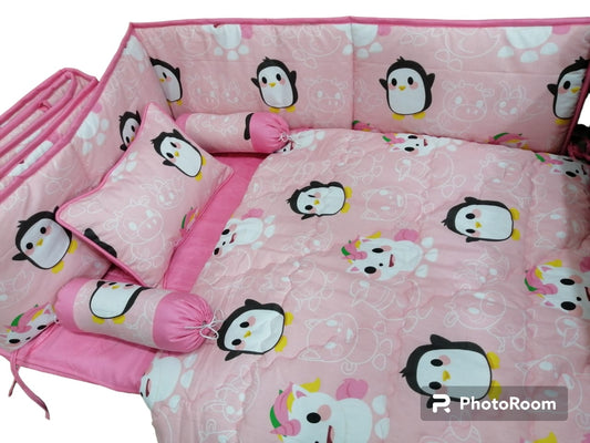 Penguin And Unicorn Baby Cot Set