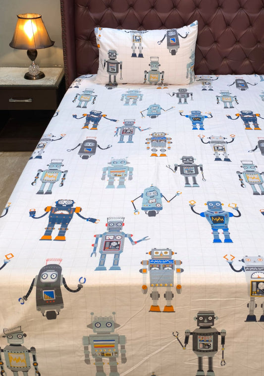 Robotic Kids Print Bed Sheet