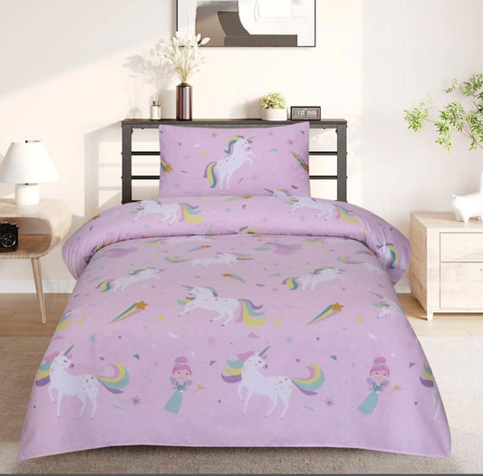 Unicorn Pink Kids Print Bed Sheet -  Bed Sheets