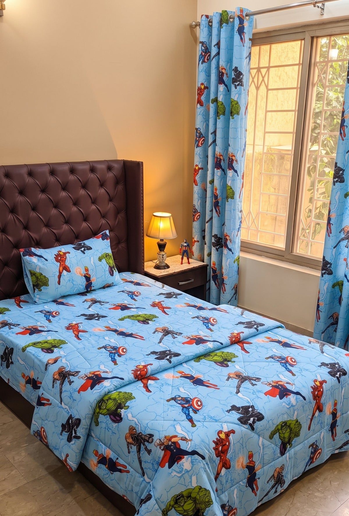 super heroes themed kids bed sheet set