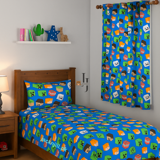 Minecraft Blue Kids Bedsheet