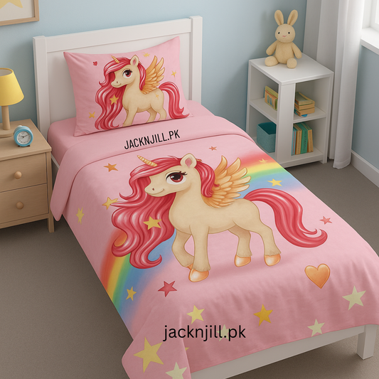 Rainbow unicorn bed sheet