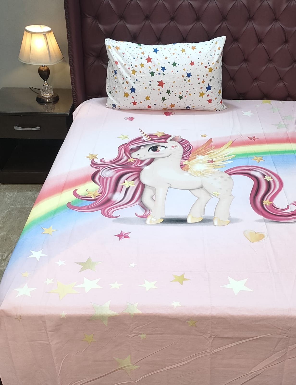 Kids Unicorn with Rainbow Comforter Set