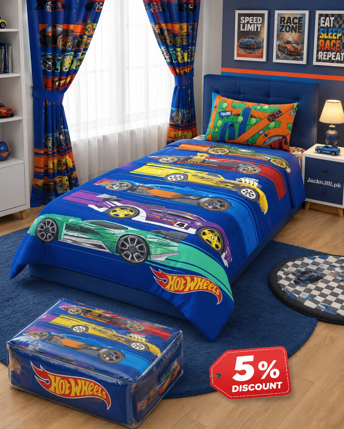 Super Cars Printed Kids Bedsheet Set