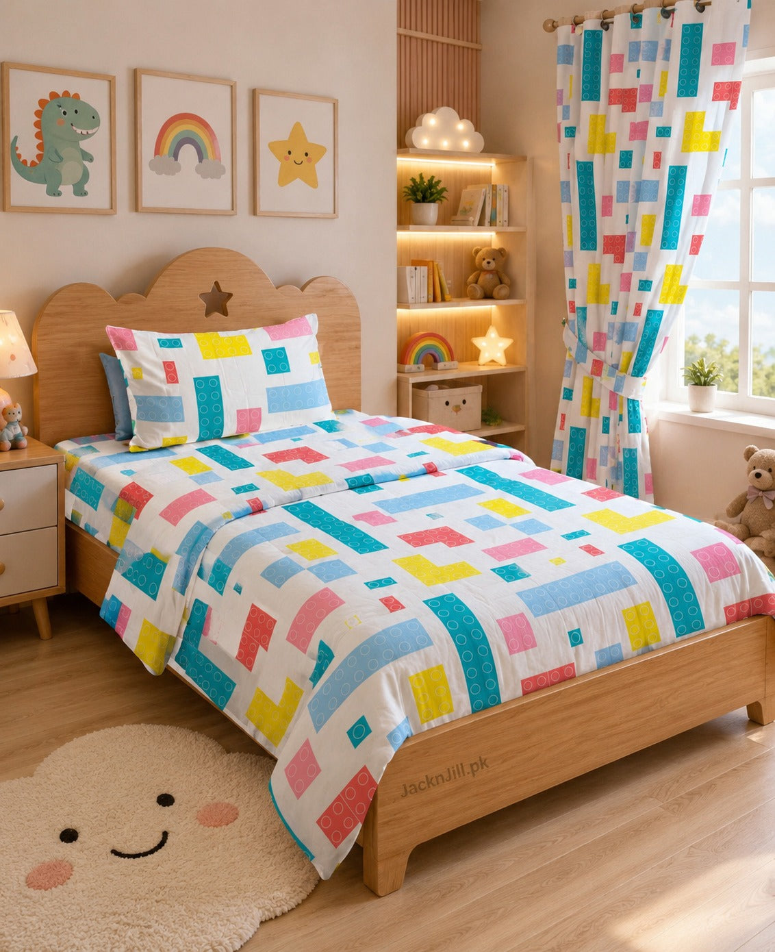 Multi Colored Lego Bricks Kids Bedsheet Set
