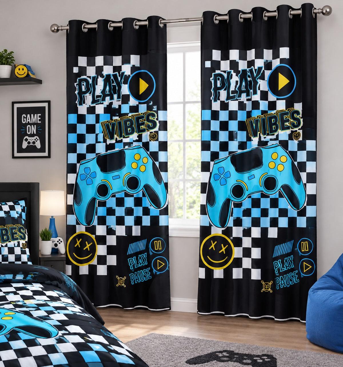 Gaming Theme Curtains for kids Gaming Room
