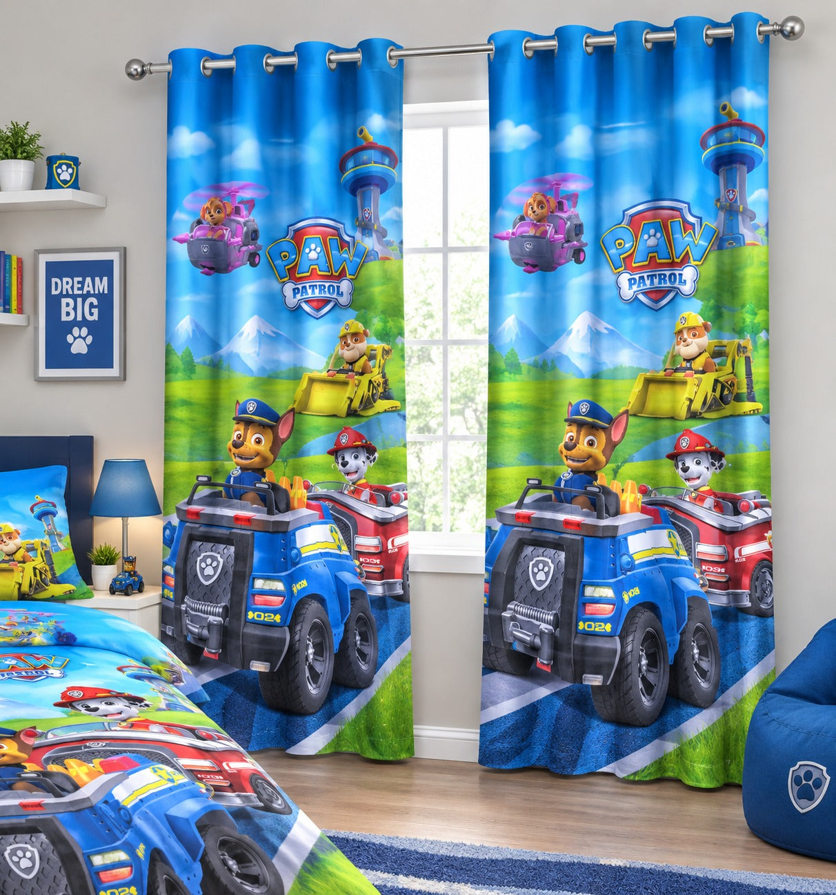 Paw Patrol Themed Funky Coloful Curtains for Kids Room